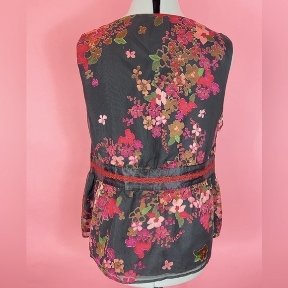 Lane Bryant Black Floral Sleeveless V-Neck Lace Sheer Lined Size 20 - Picture 4 of 8